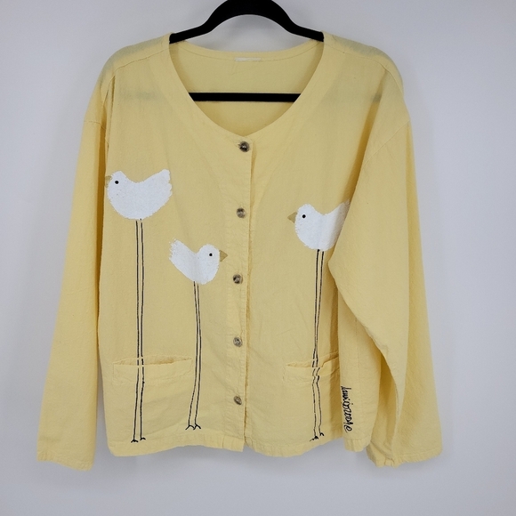 Hand Painted Womens Unknown Bird Art Shirt Autographed From 2004 Size XL🖤 - Picture 6 of 17